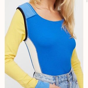 NWT Free People Fancy That Colorblock Henley Top